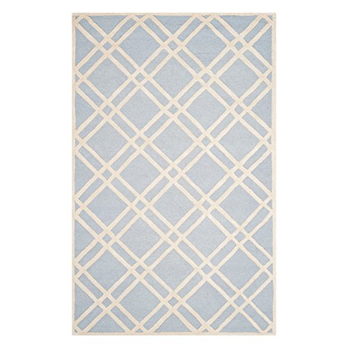Safavieh Modern Indoor Hand Tufted Accent Area Rug, Cambridge Collection, CAM142, in Light Blue / Ivory