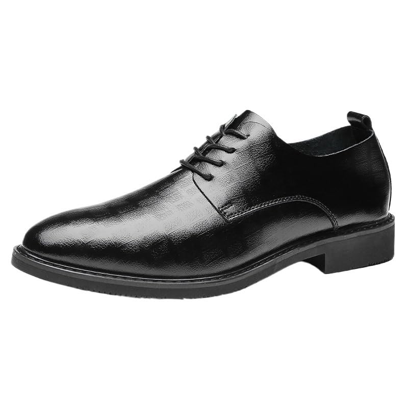 Classic Round Toe Shiny Checkered Comfortable Dress Shoes Business Formal Lace-up Oxfords Modern Casual Derby Shoes