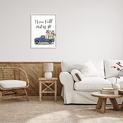 Stupell Industries Love Fall Most All Blue Truck Giant Pumpkin White Framed Wall Art, 24 x 302