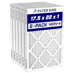 Filter King 17.5x22x1 Air Filter MERV 8, AC Furnace Filters (6-Pack)