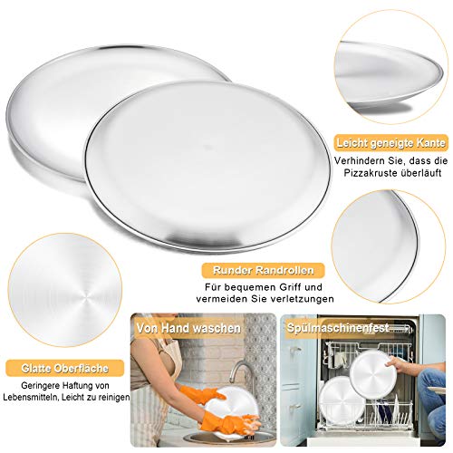 HaWare Set di 4 teglie per pizza, rotonde, per