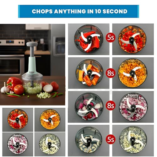 Image of KiR Premium 1000 ML Kitchen Chopper for Vegetables & Fruits | Manual Onion Cutter | Multipurpose Food Dicer Mincer for Veggies Garlic Tomato Potato Ginger Fruits Herbs etc. | BPA-Free Safe Container