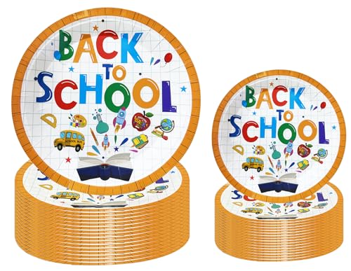 50Pcs Back to School Plates for First Day of School Party Supplies Disposable Dinnerware Set Paper Plates Back to School Table Decorations