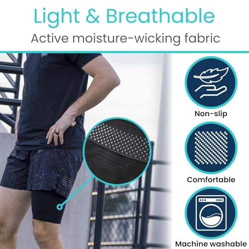 Vive Thigh Compression Sleeve (2 Pack) Hamstring Brace For Upper Thigh - Breathable Leg Support Wrap For Men & Women - Non Slip Elastic Sleeve For Pain Relief, Groin, Sciatica & Quadriceps Tendonitis