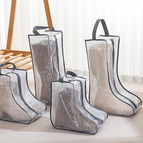 Fazhongfa Travel Bags for Luggage Packing, Clear Stackable Storage Dust Waterproof Shoe Bags in Closet 2 Set Hanging Bags (Clear Gray-Thigh Boot) 7