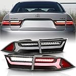 ACANII - For 2004-2008 Acura TSX Black Housing Full LED Tube Rear Tail Lights Brake Lamps Assembly Driver & Passsenger