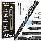 Original Gifts for Men, Bolígrafo Multifunción 12 en 1 Gadget Hombre, Regalos para Hombre Cumpleaños Papá, Lapicero Antiestrés Herramienta Multiusos Bricolaje, Regalo Abuelo
