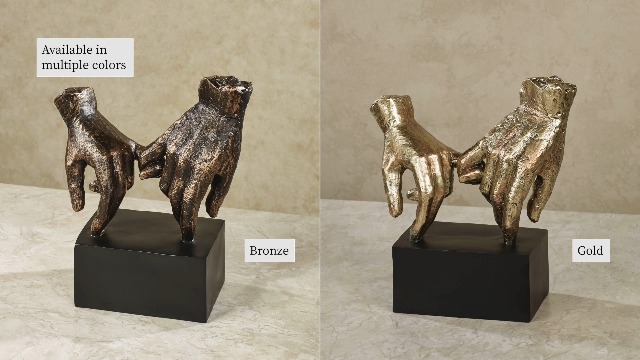 Estatua de manos en gesto duradero Oro y bronce miniatura 7