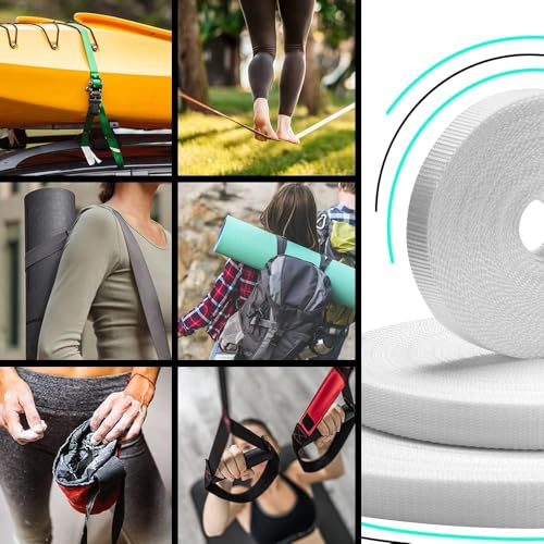 Image of TECEUM 3 /4 inch & 5 /8 inch & 1 inch & 1.5 inch & 2 inch Webbing - 10 25 50 Yards - 40+ Colors - Heavy Duty 1 Inch 1.5 Inch 2 Inch Backpack Straps - Webbing for Outdoors Indoors Crafting DIY