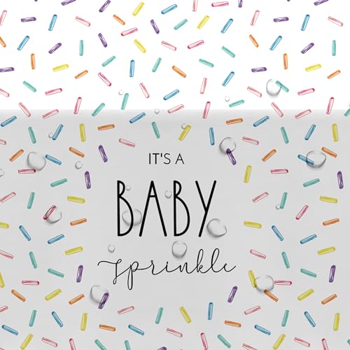 Image of Sprinkle Baby Shower Decorations Tablecloth for Boys Girls - 3 Pack Disposable Rainbow Confetti Theme It's A Baby Sprinkle Party Table Cover Supplies, 86in x 55in