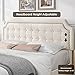 Keyluv Upholstered Queen Bed Frame with 4 Storage Drawers, Platform Bed Frame with Curved Button Tufted Headboard with Nailhead Trim, Solid Wooden Slats Support, No Box Spring Needed, Beige
