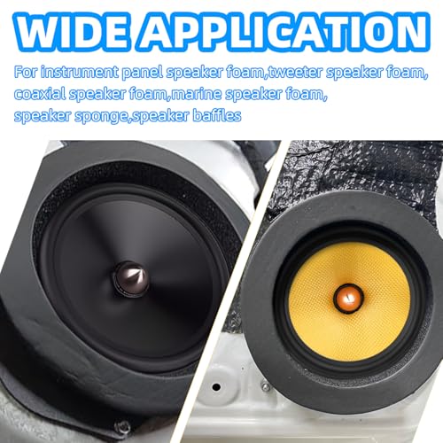 Image of 6.5 Speaker Foam Rings, Car Speaker Foam Enhancer 2 Pack, Self Adhesive Foam Baffles for 6.5 inch Car Audio, Sound Deadening for Door Speakers & DIY Subwoofer Enclosure Bass Upgrade