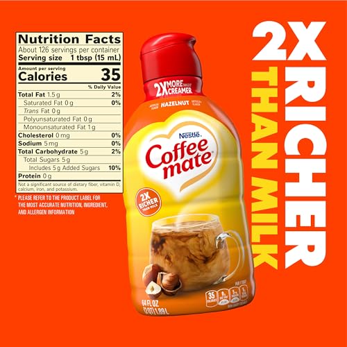 image for Coffee mate Hazelnut Flavored Coffee Creamer, Non-Dairy, Gluten-Free, 