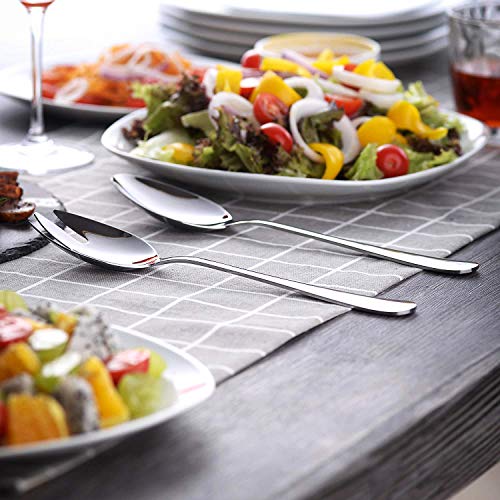 HO Salad Cutlery Set, 4 Pieces Stainless Steel Salad Spoons and Forks for Kitchen Dining Room, Silver - Image 4
