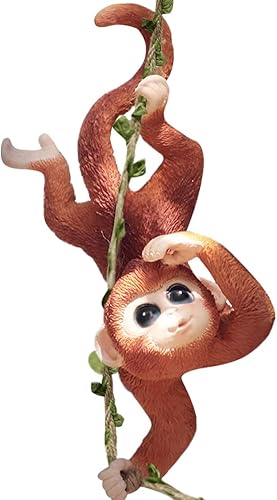 WAYUTO Figura decorativa de mono, estatua de jardín, hamaca colgante decorativa, figuras de animales, linda figura de mono de resina, divertida