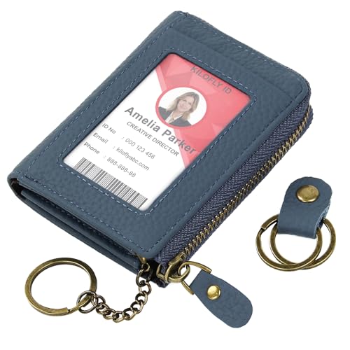 kilofly Carteira Com Compartimento Para Cartão E Identidade Em Couro Legítimo + Chaveiro Organizador De Cabos