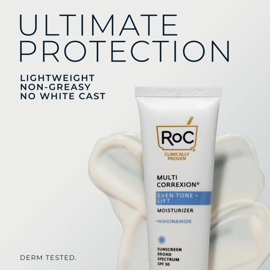 RoC Multi Correxion Even Tone + Lift 5-in-1 Daily Moisturizer, SPF 30, 1.7oz, Brightening, Firming, Hydrating, Paraben-free, Hypoallergenic