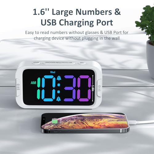 Image of Odokee Digital Dual Alarm Clock for Bedroom with 0-100% Dimmable Display | RGB Electric Alarm Clock for Kids with Weekday /Weekend Mode - Loud Alarm for Heavy Sleepers with 5 Sounds Adjustable Volume