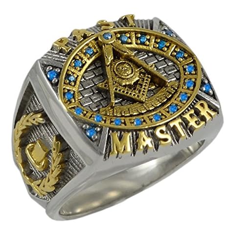 UNIQABLE Masonic Past Master Ring 18K Gold Plated Unique Design Freemasonry Man Handmade KTR-13 (13) Cover
