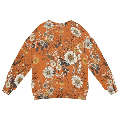 JUNZAN Autumn Sunflower Daisy Orange Kids Boys Hoodie Sweatshirt Long Sleeve Fall Tops Shirts Party 4T2