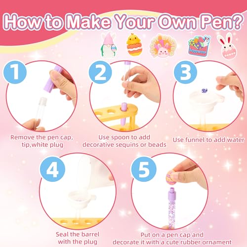 Kit de fabricación de bolígrafos con purpurina para niñas - 50 piezas