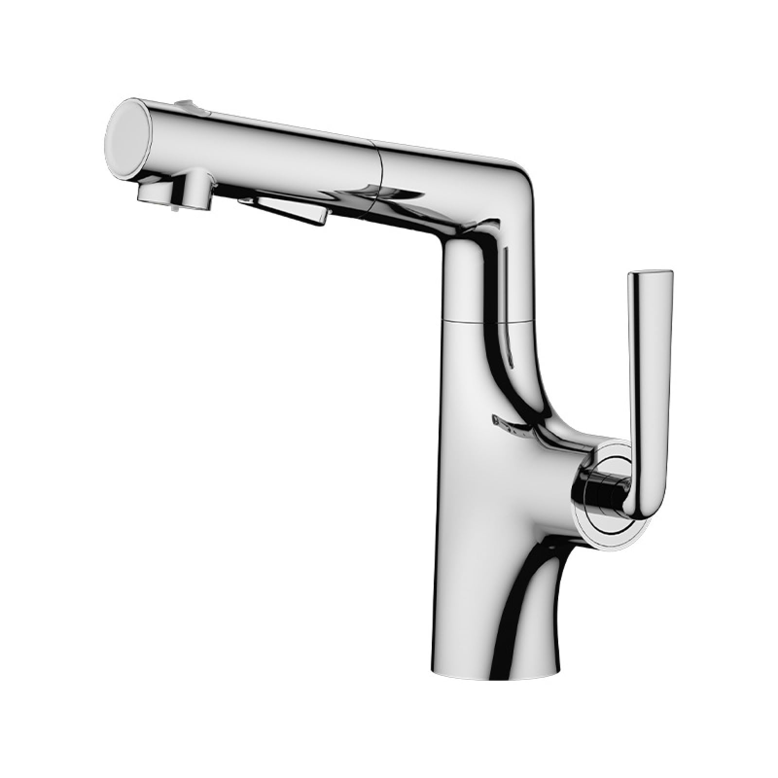 Fanjubei Chrome Plating All-Copper Lift-Pull Rotating Hot And Cold Water Faucet, Chrome-Plated
