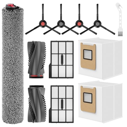 Image of Leemone 12 Pack Replacement Parts Kit for eufy E25 / E28 Omni Robot Vacuum | E25 Replacement Parts with 2 Dust Bags, 4 Side Brushes, 1 Rolling Brush, 1 Roller Mop, 2 Filter, 1 Clean Brush, Easy Install