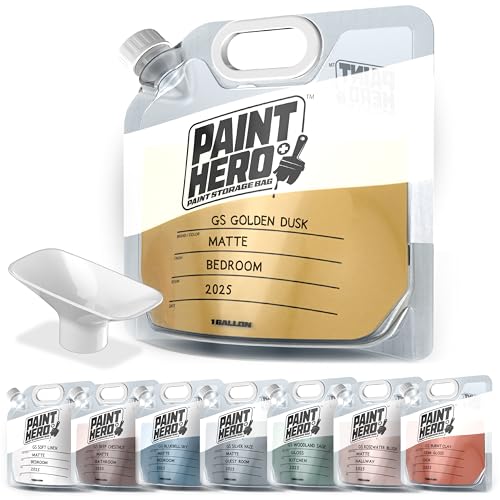 GoSports Outdoors Paint Hero 8 Pack Paint Storage Bags - Airtight Refillable 1 Gallon Pouches with Funnel