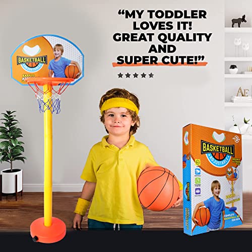 Image of Prime Adjustable Basket Ball Kit with Hanging Board Stand Toy for Kids Play Toy and Return Birthday Gift Item Pack of 1 (M1 Multi Color)
