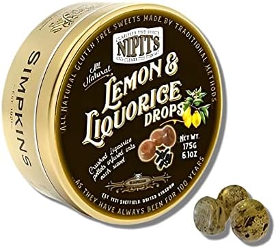 Simpkins Nipits Lemon and Liqourice Drops - Lemon and Licorice Candy, Dairy Free, Nut Free & Gluten Free Drops, Vegetarian Drops - A Mouth Watering Infusion of Lemon and Licorice - 6.17 oz