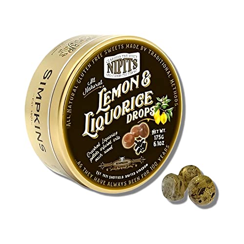 Simpkins Nipits Lemon And Liqourice Drops - Lemon And Licorice Candy, Dairy Free, Nut Free & Gluten Free Drops, Vegetarian Drops - A Mouth Watering Infusion Of Lemon And Licorice - 6.17 Oz #TOP16