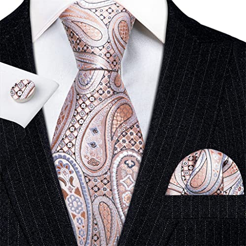 Corbata para Hombre de Seda Blanca con Paisley miniatura 2