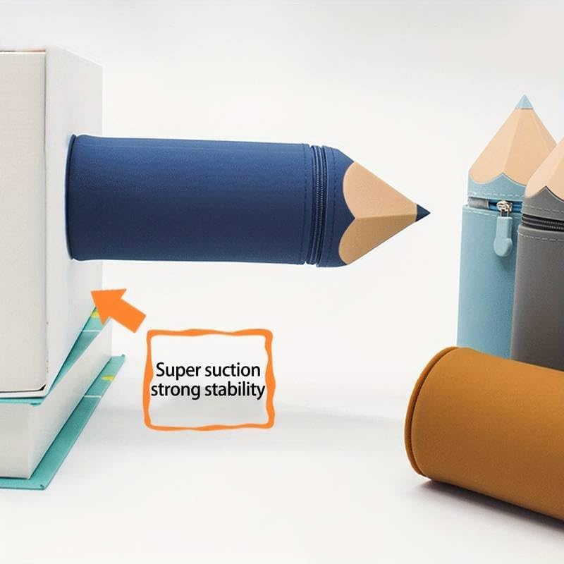 Image of DEOXY Pencil Shape Soft Silicone Stationary Zip Pouch for School & Office Supplies for Kids & Adults (KQ-5555 Brown)