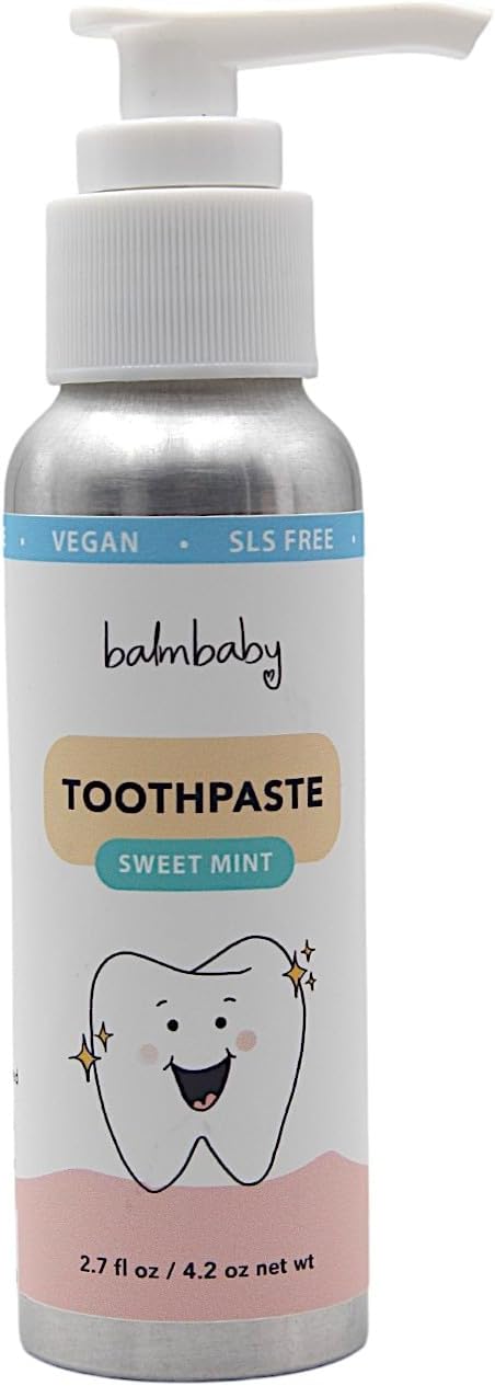 Kids Natural Fluoride Free Toothpaste with Xylitol in a Pump Bottle – SLS Free Toothpaste with Xylitol, Vegan Gluten Free - Kids Teeth Paste in Pump Bottle (Mint)