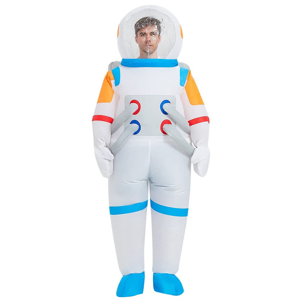 FXICH Disfraz de astronauta inflable, disfraz de astronauta para Halloween, disfraz divertido de cosmonauta (blanco), cosmonauta para adultos: 150-190 cm