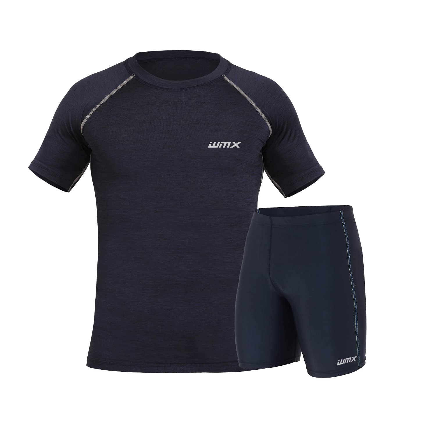 WMXAthletic Men's 2 Piece Stretchy Compression Base Layer Workout Shirt Pull-On Shirt and Shorts Set