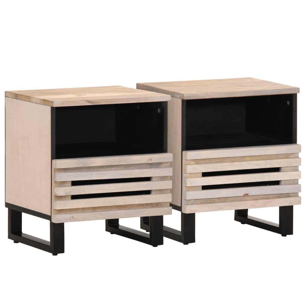 Table de chevet en bois robuste de mangue massif blanchi meuble premium