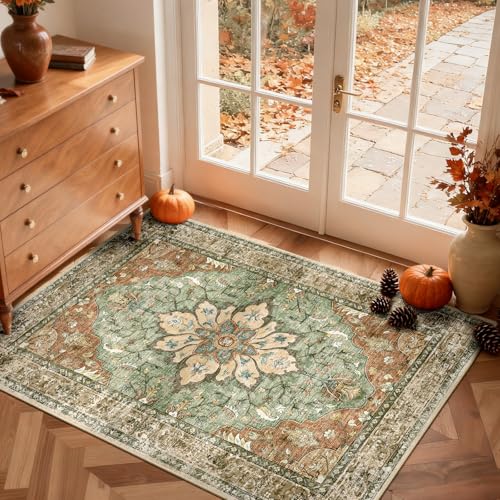 RELEANY Washable Area Rug, Small 2'x3', Brick/Brown/Green - Image 6