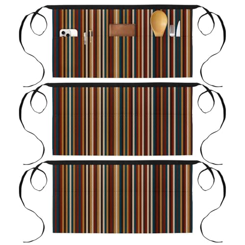 Tablier de cuisine court lot de 3 avec poches pour restaurant