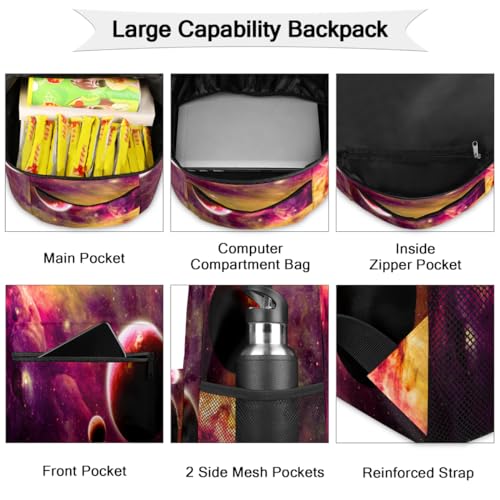 Sac à dos pour ordinateur portable solide style planète espace 21L