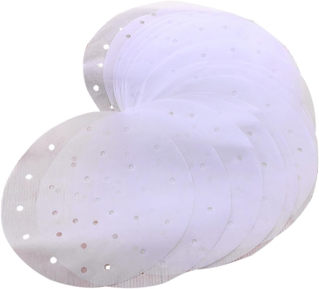 100Pcs Non Stick Round Steamer Paper Liners Diameter for Air Fryers Steamers Sticking Parchment for Dumplings Vegetables and Rice Easy Cleanup