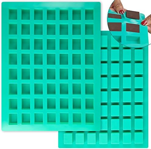 O'Crème Rectangle Caramel Candy Silicone Molds - Commercial and Non-Commercial Use - Square Molds for Chocolate Truffles, Ganache, Jelly, Candy, Pralines and Caramels