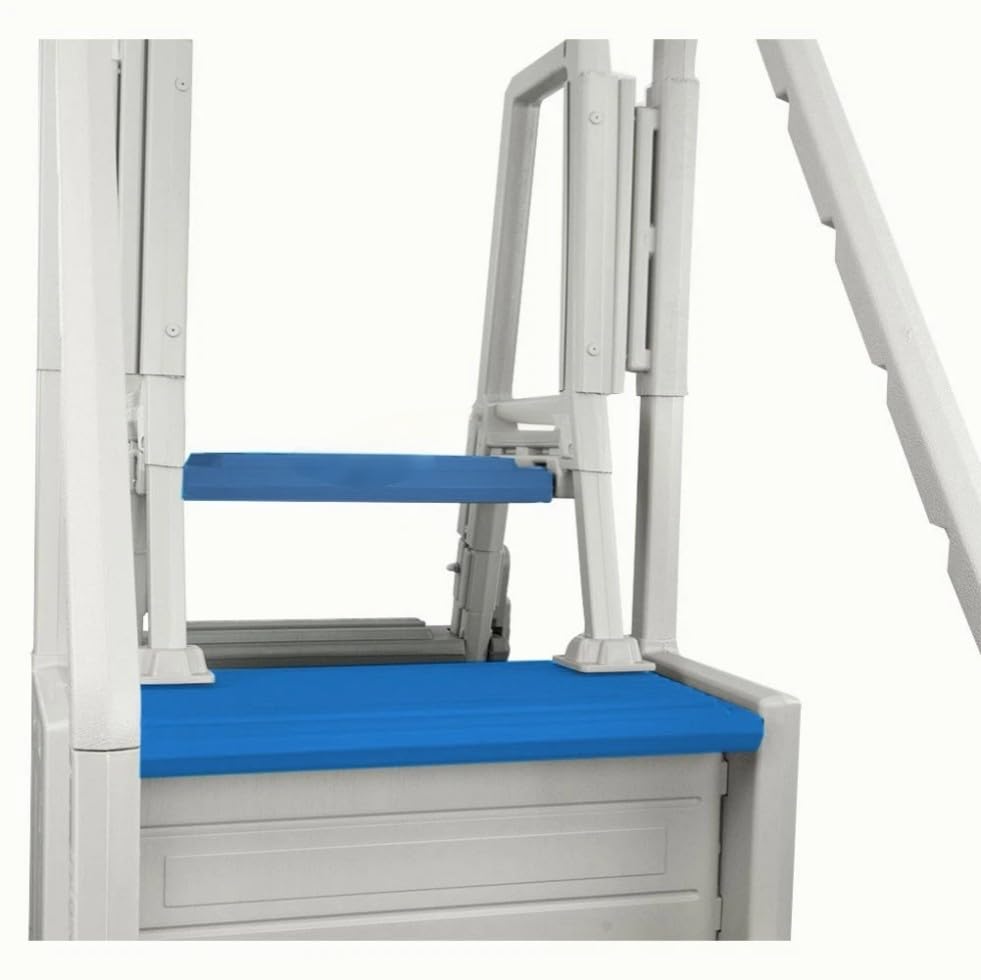 Escalera para piscina con peldaños blancos y azules de 81 pulgadas miniatura 6