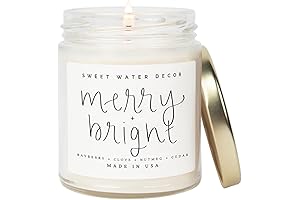 Sweet Water Decor Merry and Bright Candle: Warm Winter Scents for a Festive Holiday Atmosphere