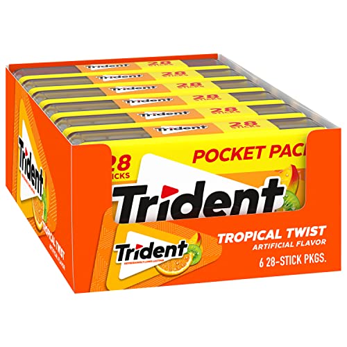 Image of Trident Tropical Twist Sugar-Free Gum, 6 Packs of 28 Pieces (168 Total)