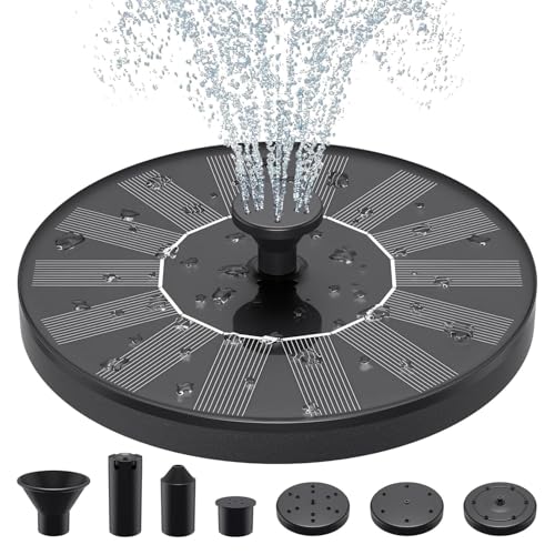 Drumstone 15 𝒀𝒆𝒂𝒓𝒔 𝑾𝒂𝒓𝒓𝒂𝒏𝒕𝒚 Solar Floating Fountain Pump for Bird Baths, Small Ponds & Water Bowls | 6 Interchangeable Spray Nozzles | Solar Powered Outdoor Water