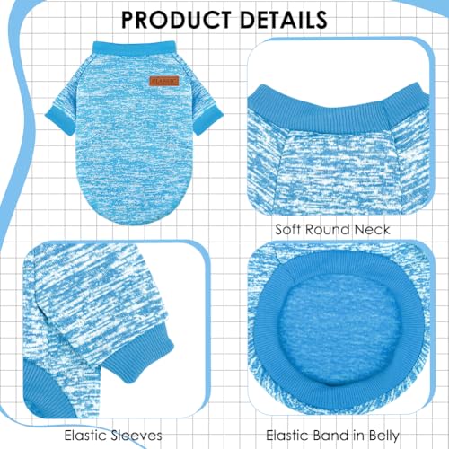 Image of 1 Pack Dog Sweaters for Small Dogs Girl Boy Winter Fleece Clothes Warm Soft Dog Sweatshirt Outfit for Dogs Cats Pet Apparel (Light Blue, X-Small)