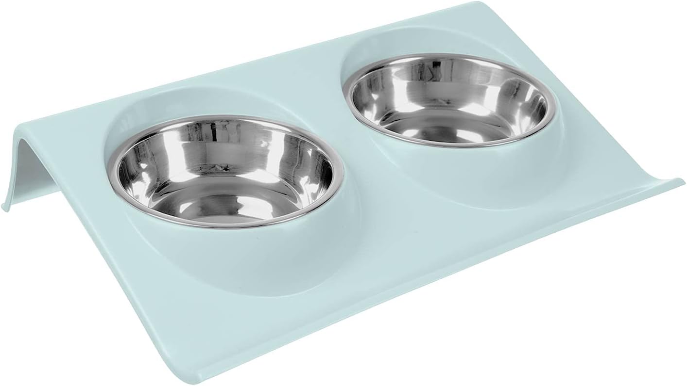ISO TRADE Suministros para la alimentación Double Dog Bowl Food Bowl Cat Dogs Stainless Steel 14143
