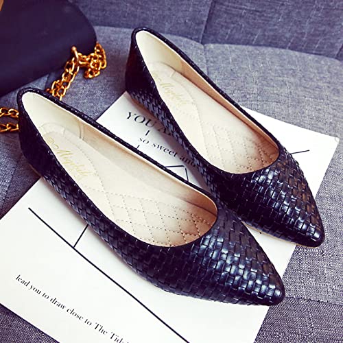 Unifizz Women Flat Heel PU Pointed Toe Woven Mules Pumps Shoes4