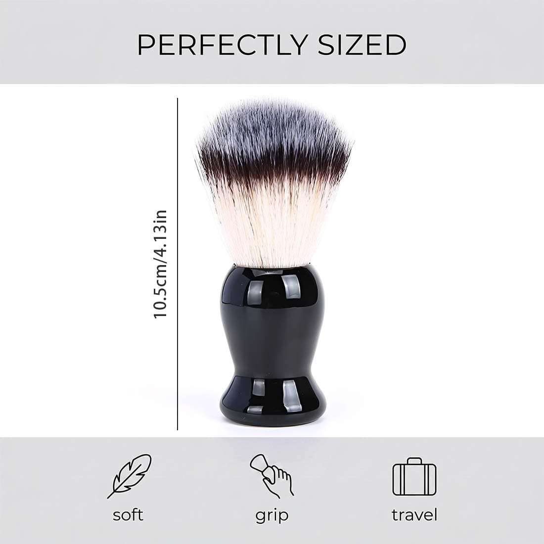 1 Pennello Da Barba Sintetico Nero Per Barba, Spazzola Rasatura Professionale 10.5Cm, Accessorio Regalo Uomo, Crema Schiuma Da Barba
